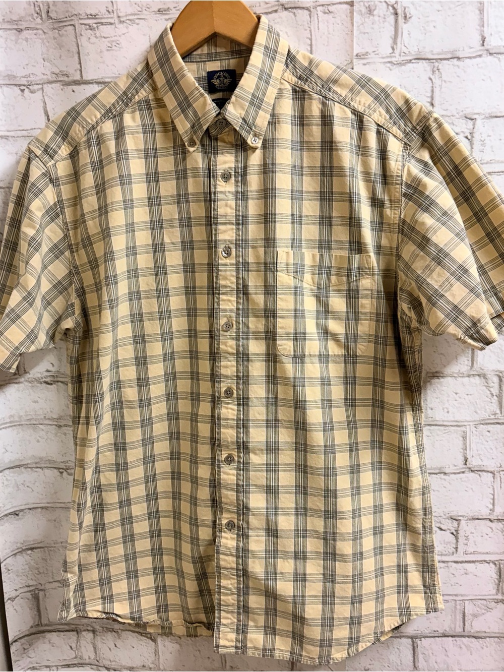 Dockers Men's Yellow Plaid Button Up Casual Shirt